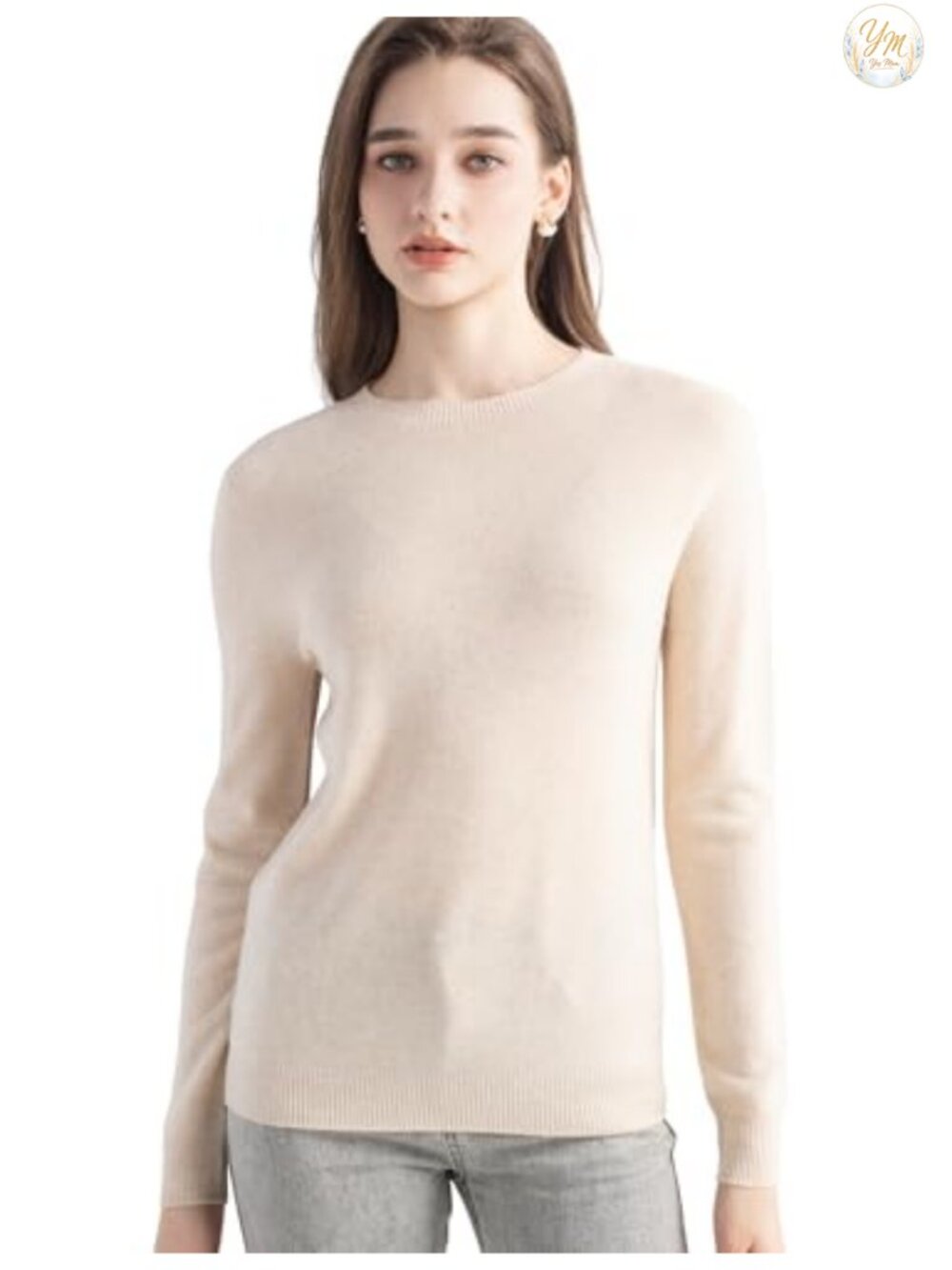 100% Merino Wool Seamless Crewneck Sweater Long Sleeve Pullover